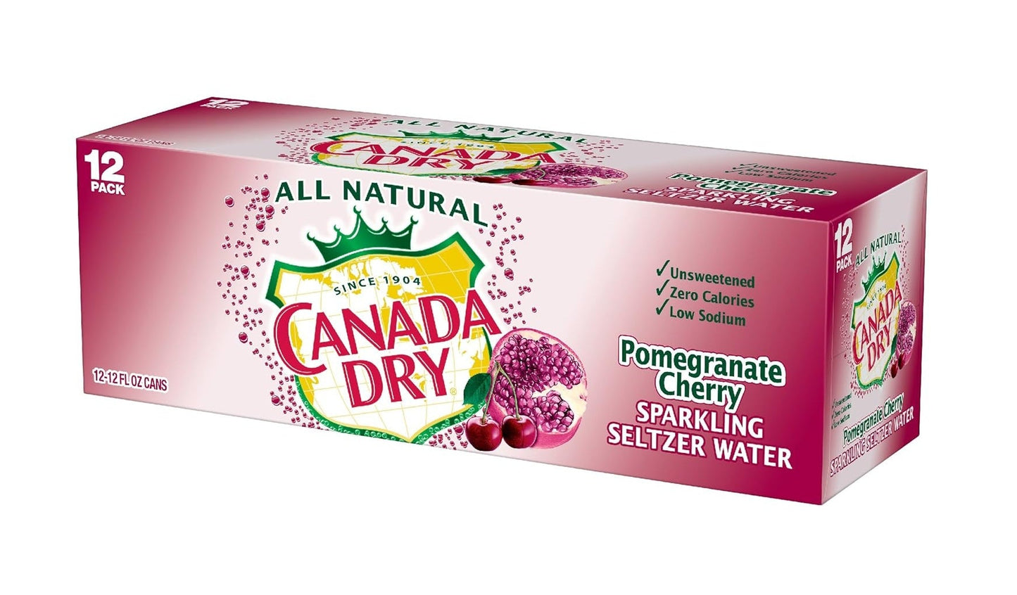 CANADA DRY POMEGRANATE CHERRY – 12 FL OZ CANS – PACK OF 12