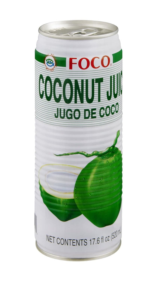 FOCO 100% NATURAL COCONUT JUICE WITH PULP, 17.6 FL OZ CANS (PACK OF 24)