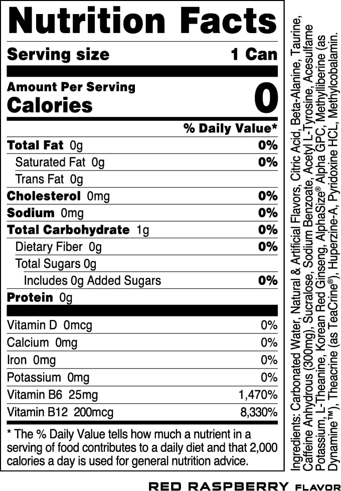 BUCKED UP ENERGY DRINK – BLOOD RAZ – 300 MG CAFFEINE – 16 FL OZ CANS – PACK OF 12