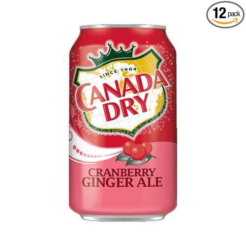 CANADA DRY CRANBERRY GINGER ALE – 12 FL OZ CANS – PACK OF 12 – CAFFEINE FREE