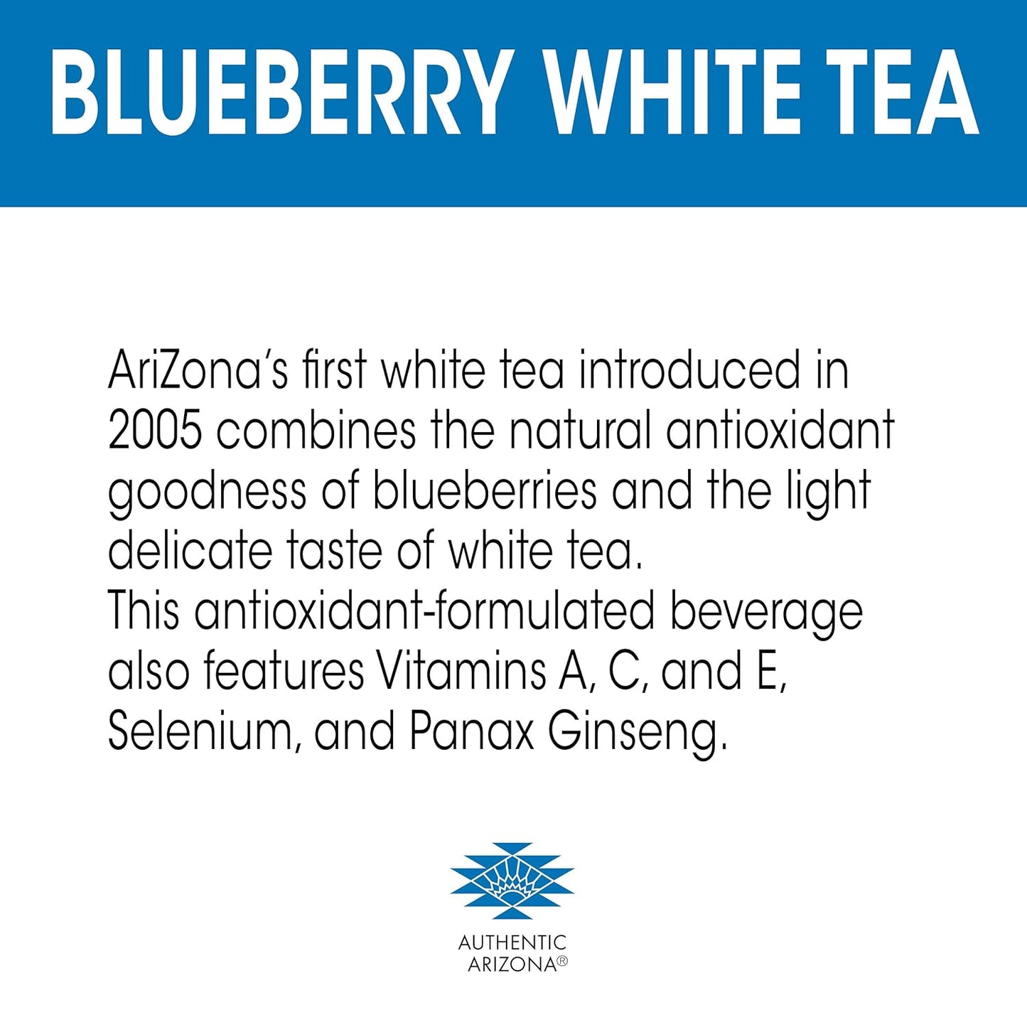 ARIZONA BLUEBERRY WHITE TEA – 20 FL OZ BOTTLES – PACK OF 24