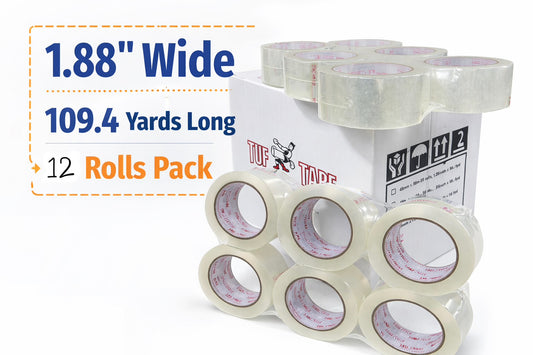 Tuf Tape Industrial, Home, Office, Work Use 2.0 mil 12 Roll 48mm x 100m