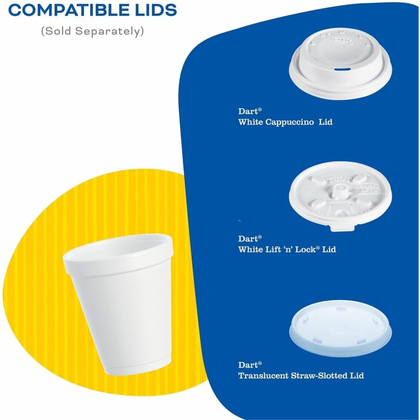 DART 10J10 FOAM DRINK CUPS, 10 OZ, WHITE 1000 COUNT