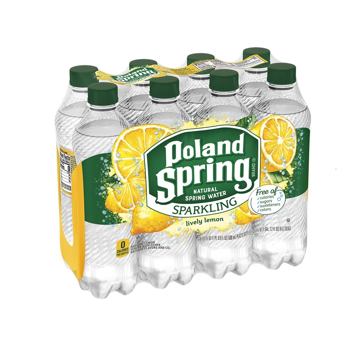POLAND SPRING SPARKLING WATER, LIVELY LEMON, 16.9 OZ BOTTLES (PACK OF 8)