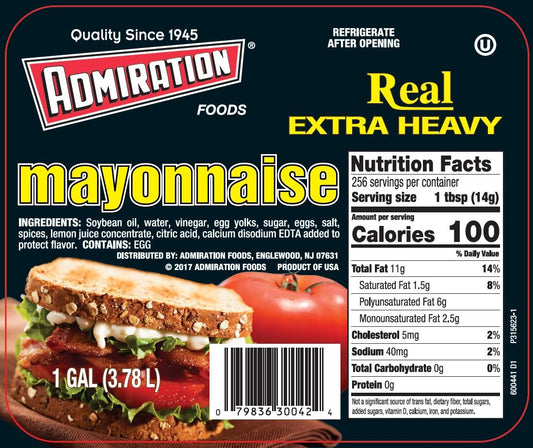 ADMIRATION EXTRA HEAVY MAYONNAISE – FOOD SERVICE GRADE – 128 OZ 1 GALLON