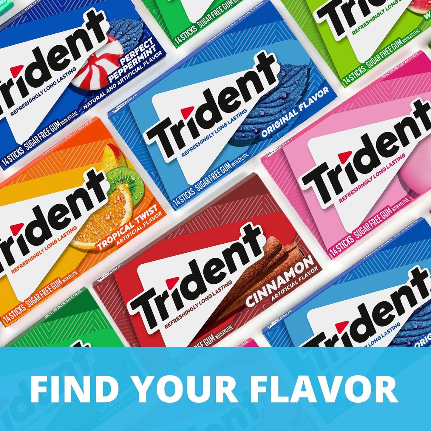 Trident Original Flavor Sugar-Free Gum – Long-Lasting Fresh Mint, 14 Pieces Per Pack – 12 Pack