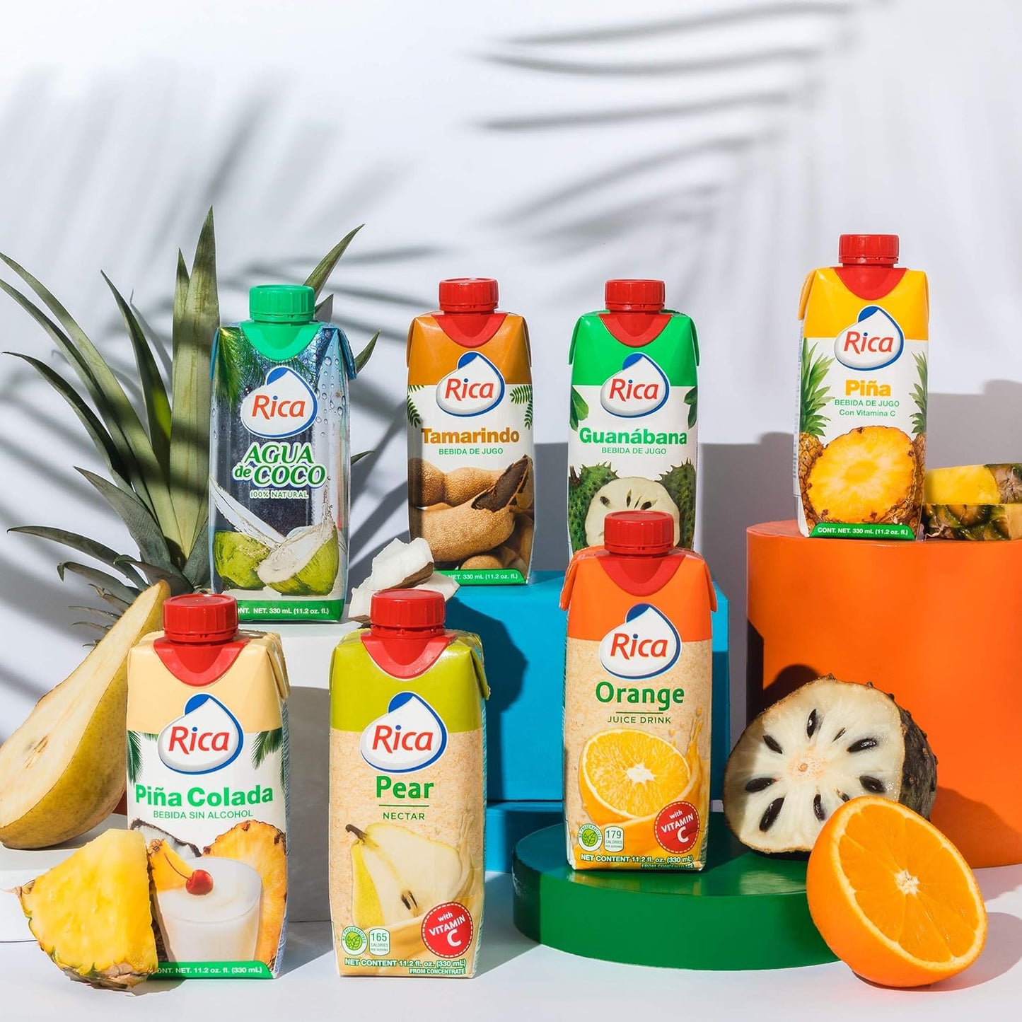 RICA Orange Juice Drink (Jugo de Naranja), 330 mL Cans, Pack of 12 – Refreshing Citrus Beverage