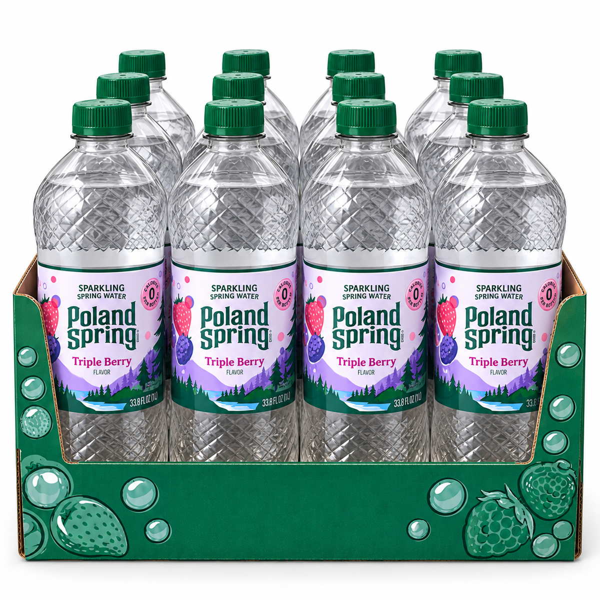 Poland Spring Flavored Sparkling Water, 1 Liter (33.8 fl oz), 12 Bottles