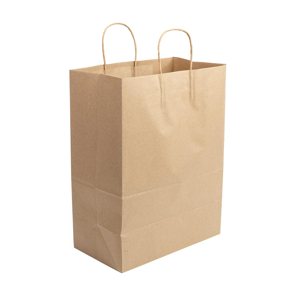 BROWN KRAFT PAPER BAGS 13 X 7 X 17 IN – WITH HANDLES – 250 COUNT