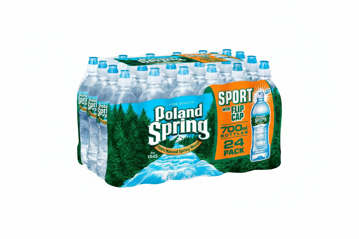 POLAND SPRING 100% NATURAL SPRING WATER, SPORT CAP, 23.7 OZ BOTTLES (PACK OF 24)