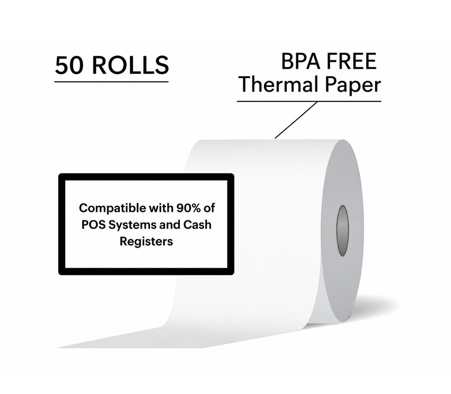 Demaya Thermal Paper Rolls 3 1/8" x 230', BPA-Free 50 Rolls Case High-Quality POS Receipt Paper for Retail, Restaurants, Gas Stations, Offices