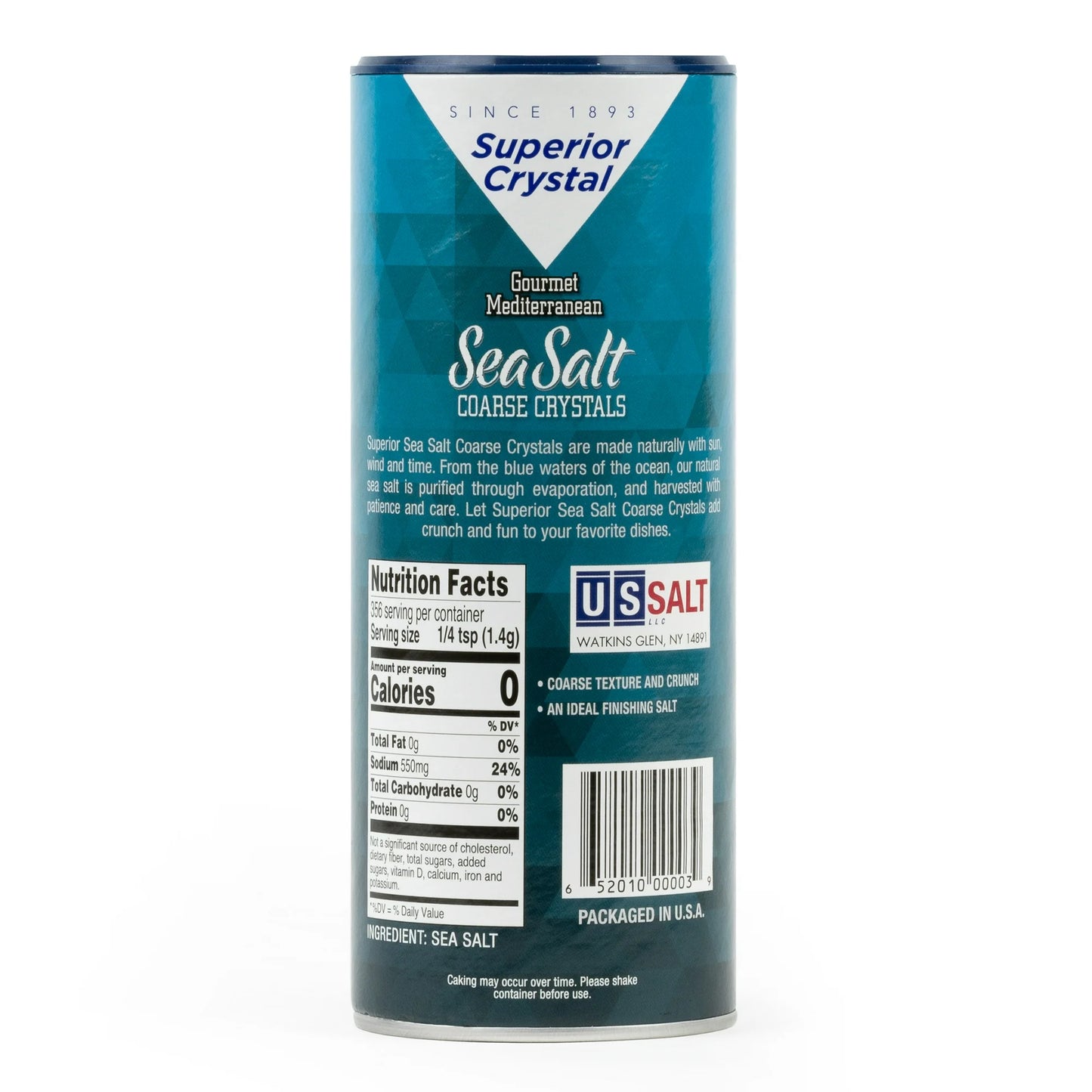 Superior Crystal Sea Salt, Coarse Crystals – 17.6 oz Shaker