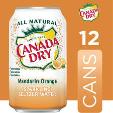 CANADA DRY MANDARIN ORANGE SPARKLING SELTZER WATER – 12 FL OZ CANS – PACK OF 12
