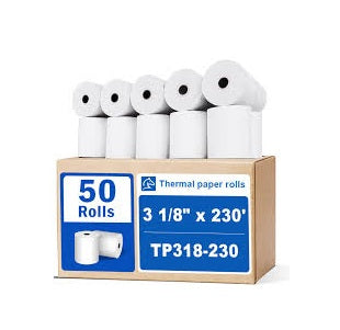 Thermal Paper Rolls 3 1/8" x 230' , BPA-Free, 50 Rolls/Case – High-Quality POS Receipt Paper