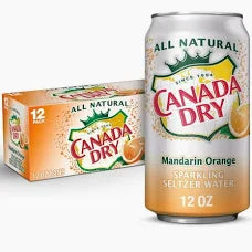 CANADA DRY MANDARIN ORANGE SPARKLING SELTZER WATER – 12 FL OZ CANS – PACK OF 12