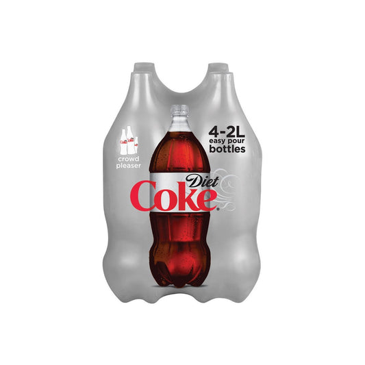 DIET COKE, ZERO SUGAR COLA, 2 LITER BOTTLES (4 PACK)