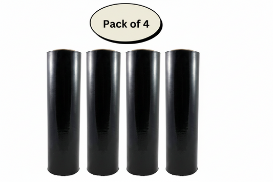 BLACK PALLET WRAP STRETCH FILM, 18 IN, 20 MICRON, HEAVY DUTY (4 ROLLS)