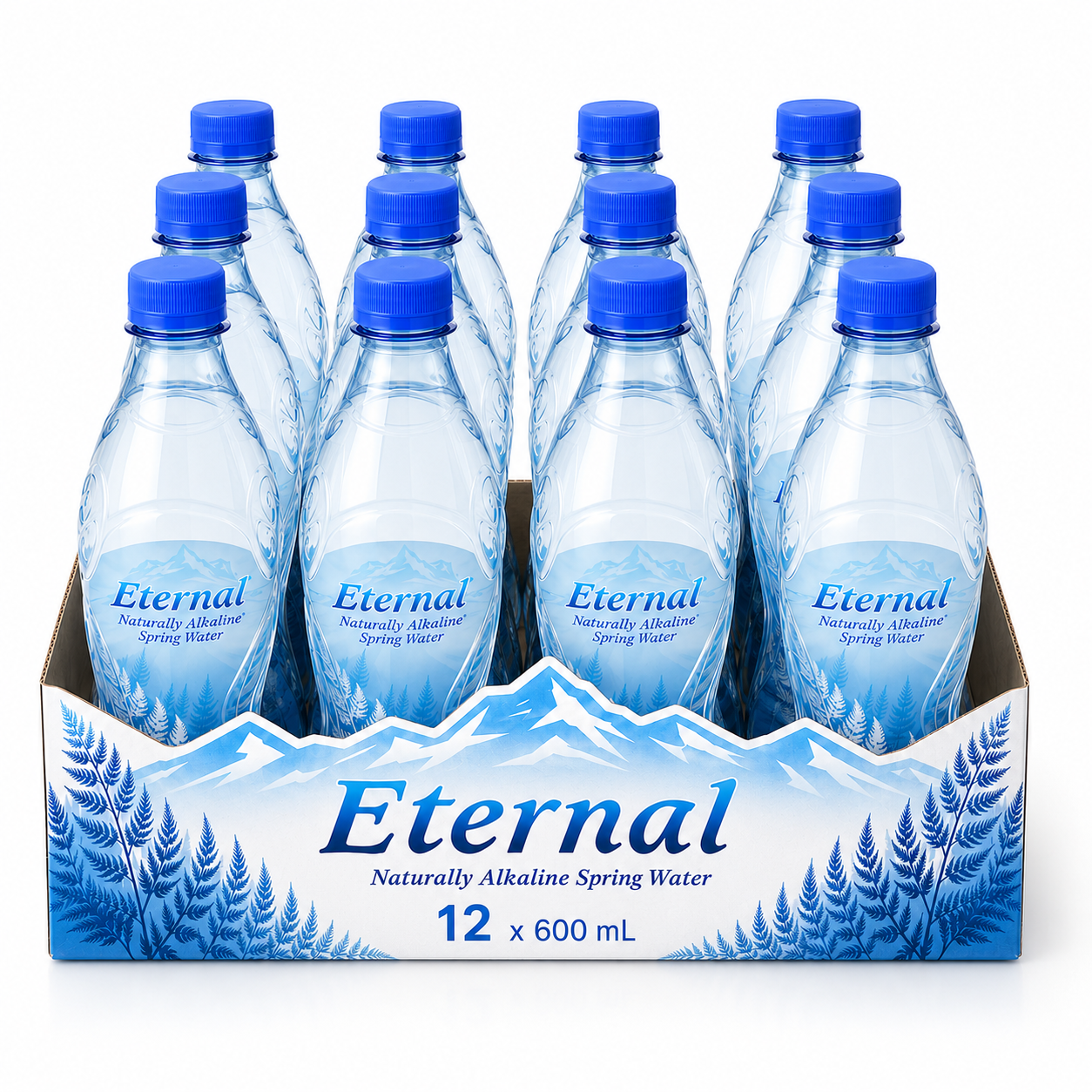 Eternal Naturally Alkaline Spring Water, 600 mL Bottles, Special Price Available in 12 Pack or 24 Pack,