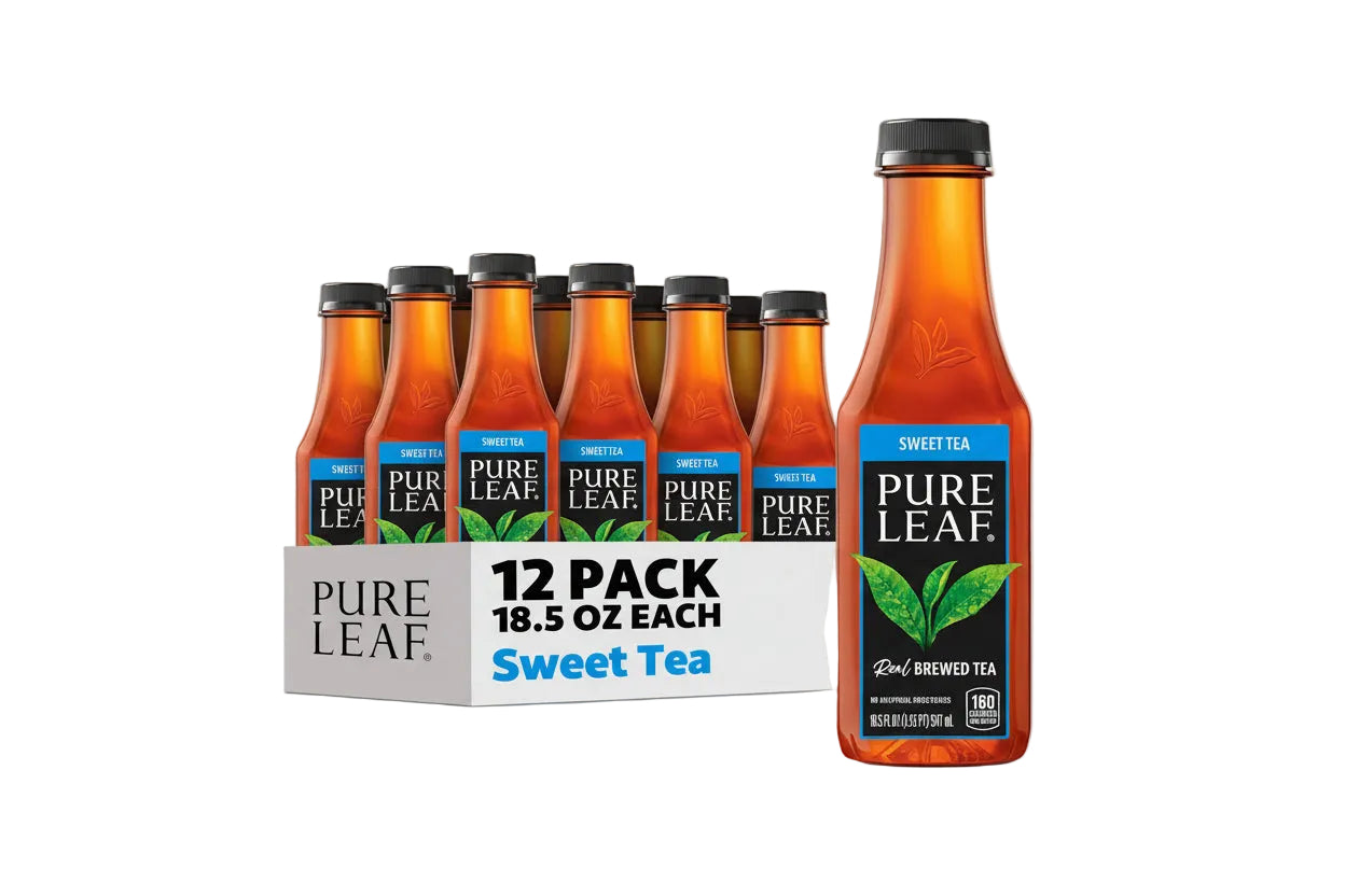 PURE LEAF Sweet Tea bottles and packaging on a white background