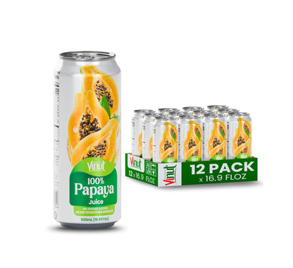 Vinut 100% Papaya Juice – No Added Sugar, 16.9 Fl Oz Cans – 12 Pack