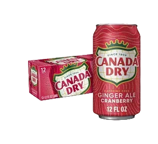 CANADA DRY CRANBERRY GINGER ALE – 12 FL OZ CANS – PACK OF 12 – CAFFEINE FREE