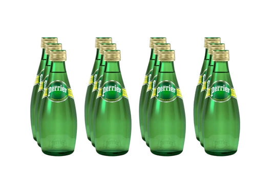 PERRIER SPARKLING NATURAL MINERAL WATER, 11 OZ GLASS BOTTLES (PACK OF 12)