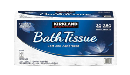 Kirkland Signature 2-Ply Bath Tissue – Soft & Strong Toilet Paper, 30 Rolls, Ultra Comfort & Long-Lasting Household Supply