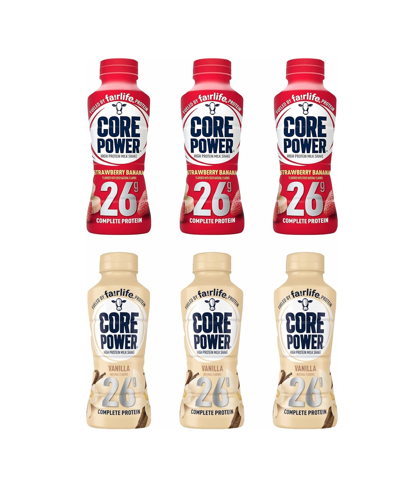 FAIRLIFE CORE POWER PROTEIN SHAKE – VANILLA & STRAWBERRY BANANA, 26G PROTEIN, 14 FL OZ (6 PACK)