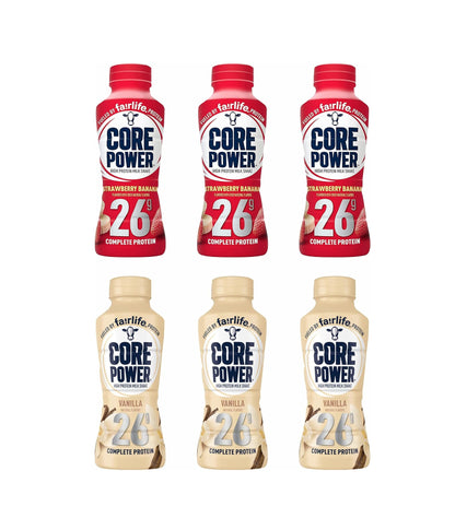 FAIRLIFE CORE POWER PROTEIN SHAKE – VANILLA & STRAWBERRY BANANA, 26G PROTEIN, 14 FL OZ (6 PACK)