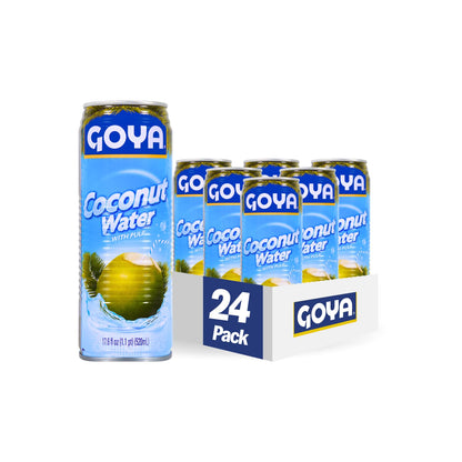 GOYA 100% COCONUT WATER WITH PULP, 17.6 FL OZ CANS (PACK OF 24)