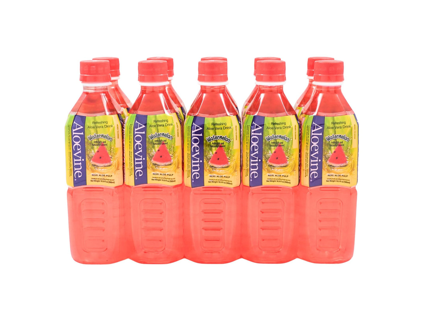 ALOEVINE ALOE VERA WATERMELON DRINK 16.9 FL OZ – WITH ALOE CHUNKS – 10 PACK