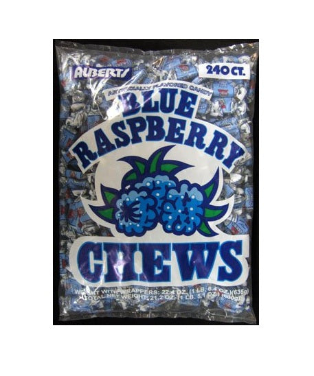ALBERTS BLUE RASPBERRY CHEWS – SOFT CHEWY CANDY – INDIVIDUALLY WRAPPED