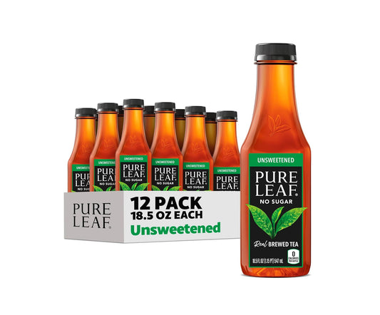 Pure Leaf Unsweetened Iced Tea – Real Brewed Black Tea, Zero Sugar, 18.5 Fl Oz Bottles – 12 Pack