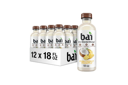 Bai Puna Coconut Pineapple water bottles with packaging on a white background