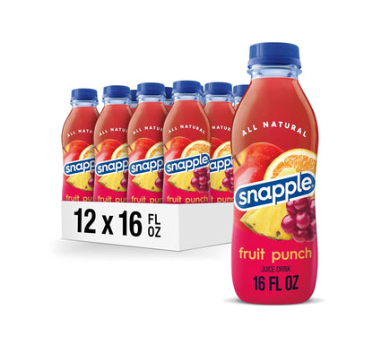 Snapple Fruit Punch Drink – Real Juice Blend, 16 Fl Oz Bottles – 12 Pack