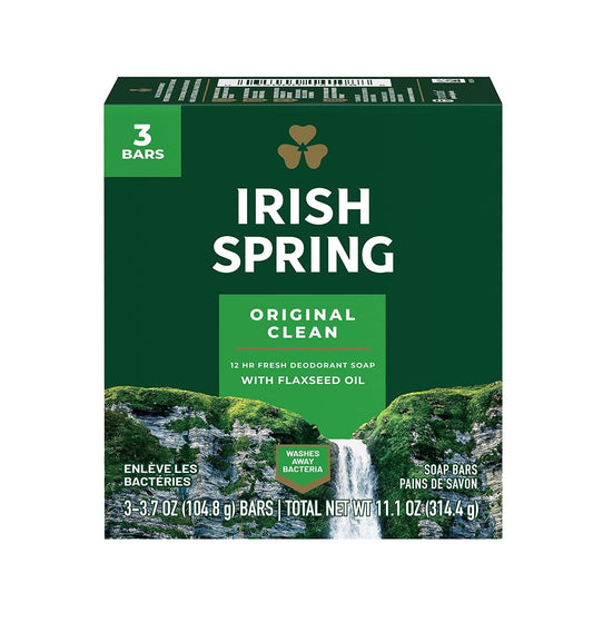 IRISH SPRING ORIGINAL DEODORANT SOAP, 3-BAR PACKS (2 PACK, 6 BARS TOTAL)