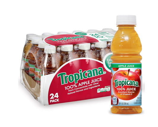 Tropicana 100% Apple Juice – No Added Sugar, 10 Fl Oz Bottles – 24 Pack