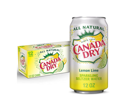 CANADA DRY LEMON LIME SPARKLING SELTZER WATER – 12 FL OZ CANS – PACK OF 12