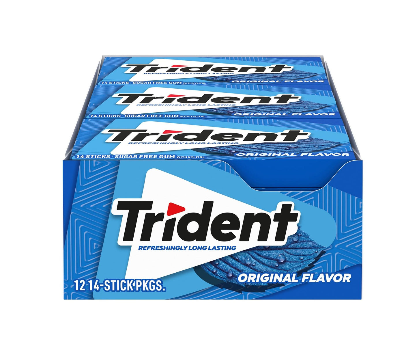 Trident Original Flavor Sugar-Free Gum – Long-Lasting Fresh Mint, 14 Pieces Per Pack – 12 Pack