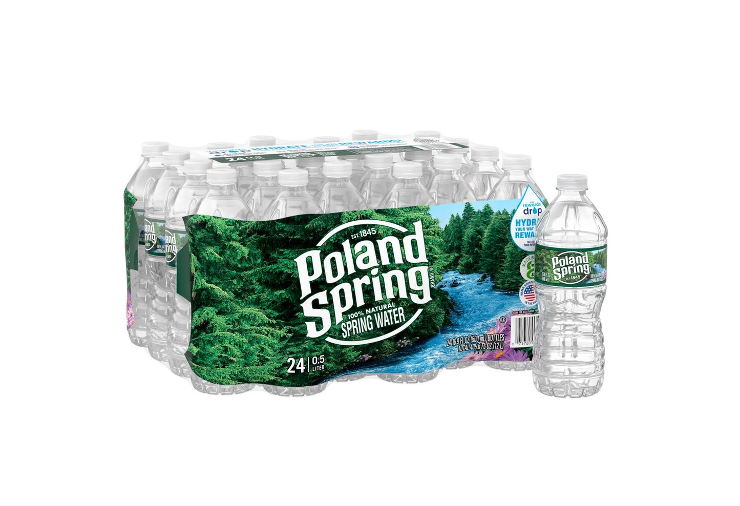 POLAND SPRING 100% NATURAL SPRING WATER, 16.9 OZ BOTTLES (PACK OF 24)