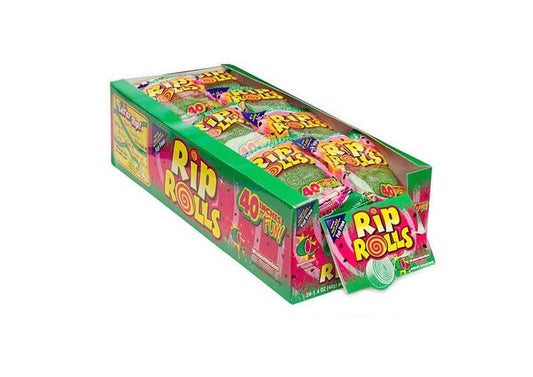 SOUR RIP ROLLS CANDY – WATERMELON FLAVOR, SOUR & CHEWY, 24 COUNT