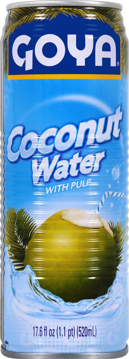GOYA 100% COCONUT WATER WITH PULP, 17.6 FL OZ CANS (PACK OF 24)