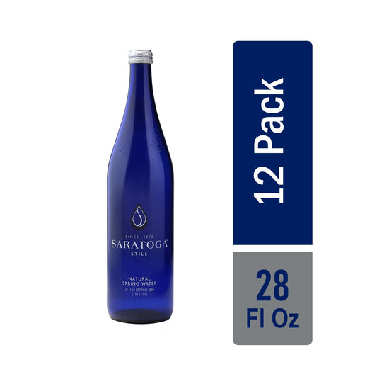 Saratoga Natural Spring Water – Still, 28 Oz Glass Bottles – 12 Pack