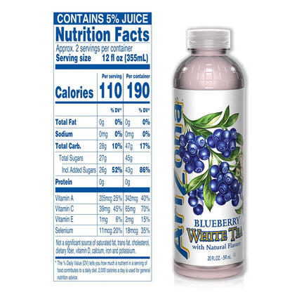 ARIZONA BLUEBERRY WHITE TEA – 20 FL OZ BOTTLES – PACK OF 24