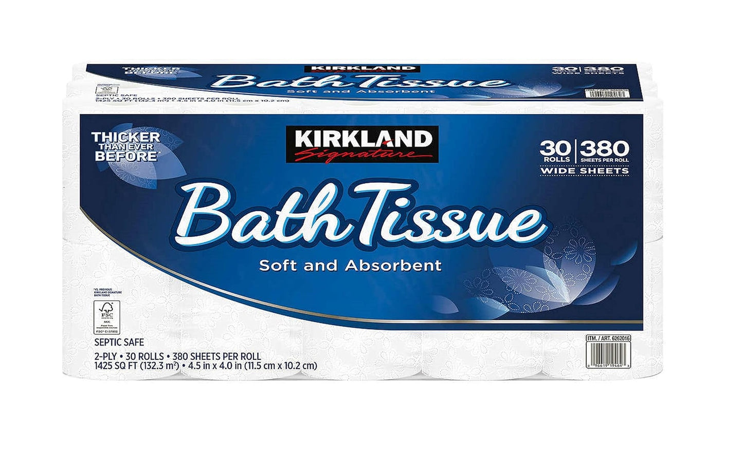 Kirkland Signature 2-Ply Bath Tissue – Soft & Strong Toilet Paper, 30 Rolls, Ultra Comfort & Long-Lasting Household Supply