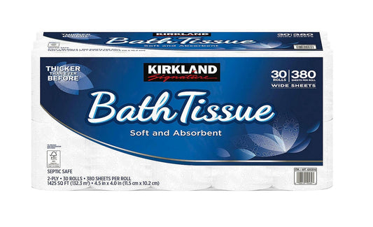 KIRKLAND SIGNATURE 2-PLY BATH TISSUE, SOFT & STRONG, 30 ROLLS