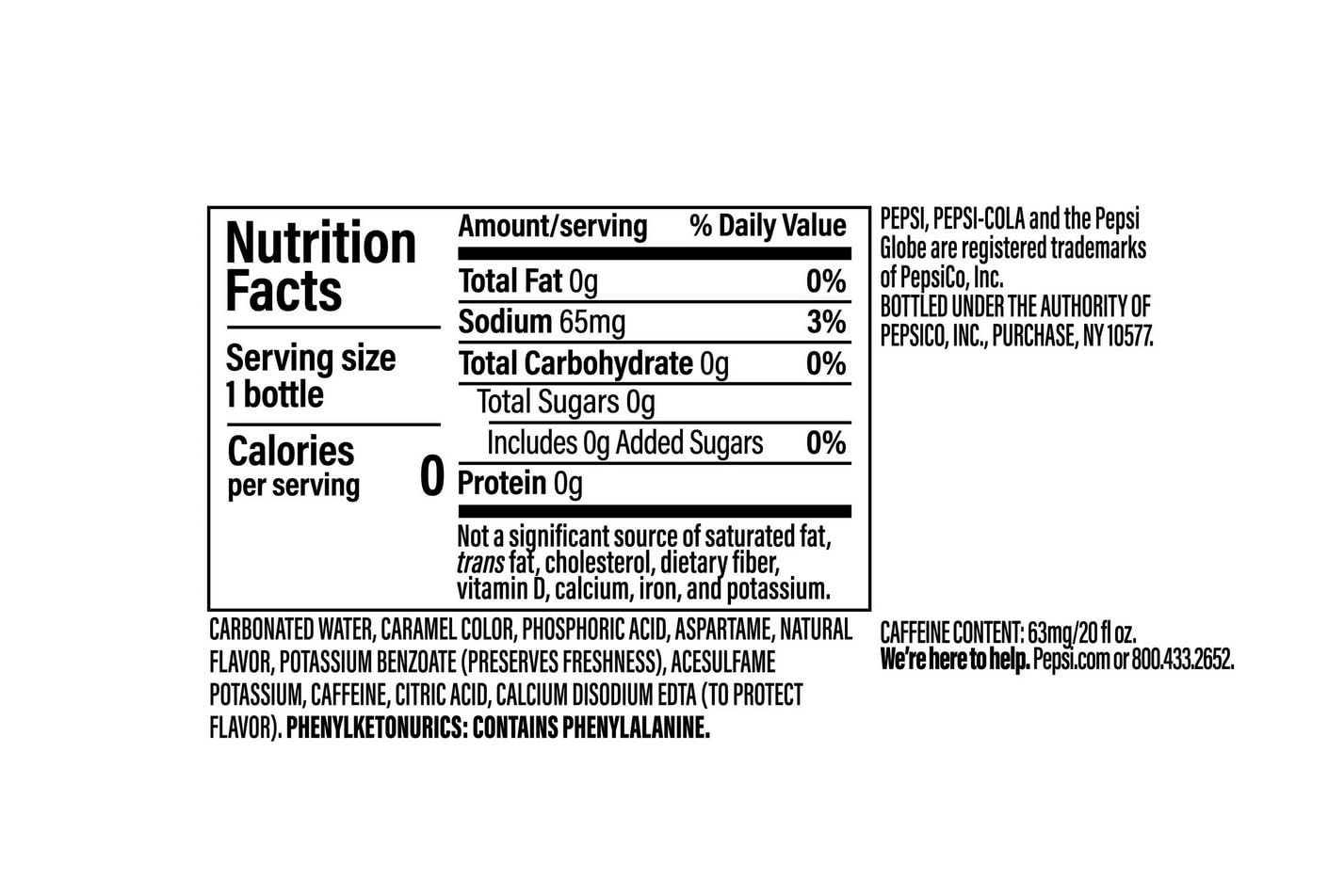 PEPSI ZERO SUGAR COLA, 20 OZ BOTTLES (PACK OF 24)