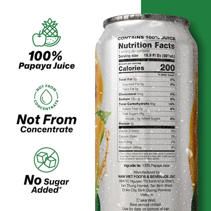 Vinut 100% Papaya Juice – No Added Sugar, 16.9 Fl Oz Cans – 12 Pack