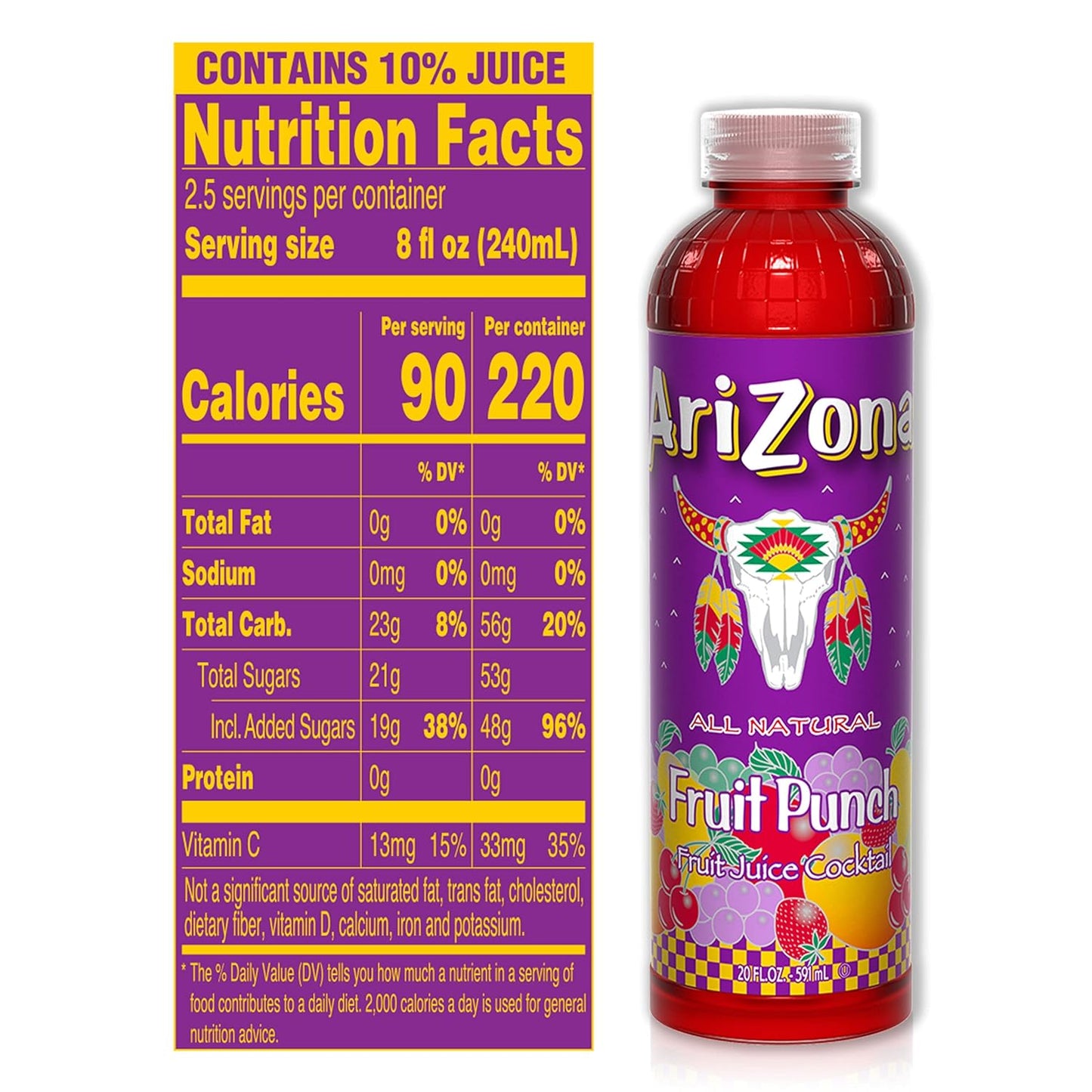 ARIZONA FRUIT PUNCH JUICE DRINK – 20 FL OZ BOTTLES – PACK OF 24