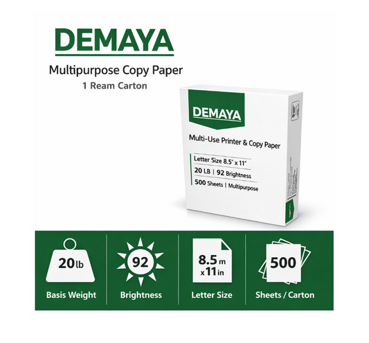 Demaya Multi-Use Printer & Copy Paper, Letter Size (8.5" x 11"), 92 Brightness, White Multipurpose Office Paper for Printer, Copier, Inkjet & Laser Printing